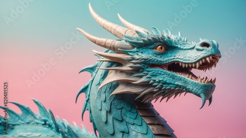 dragon on bright pastel color background from Generative AI