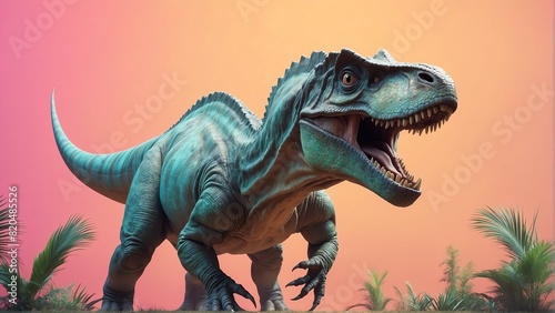 dinosaur on bright pastel color background from Generative AI © Arceli