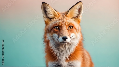 fox on bright pastel color background from Generative AI © Arceli