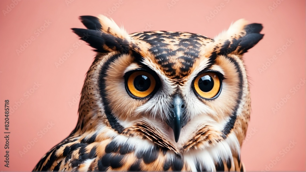 owl on bright pastel color background from Generative AI owl on bright pastel color background from Generative AI