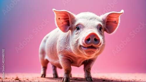 pig on bright pastel color background from Generative AI © Arceli