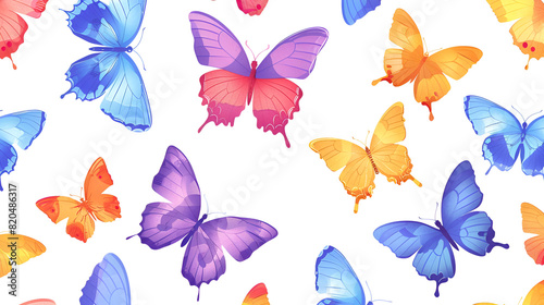 Color flying butterflies seamless pattern  generative Ai