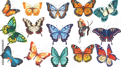 Color flying butterflies seamless pattern  generative Ai