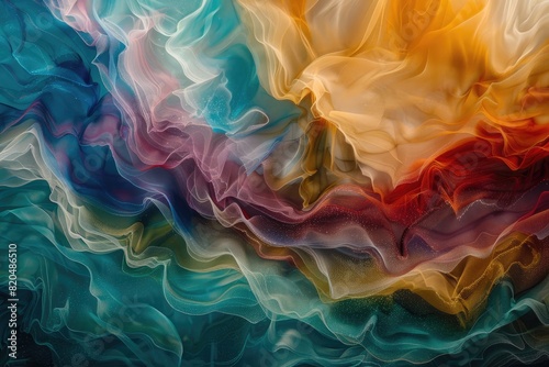 Waves of color ebbing and flowing, creating a sense of movement and energy. photo