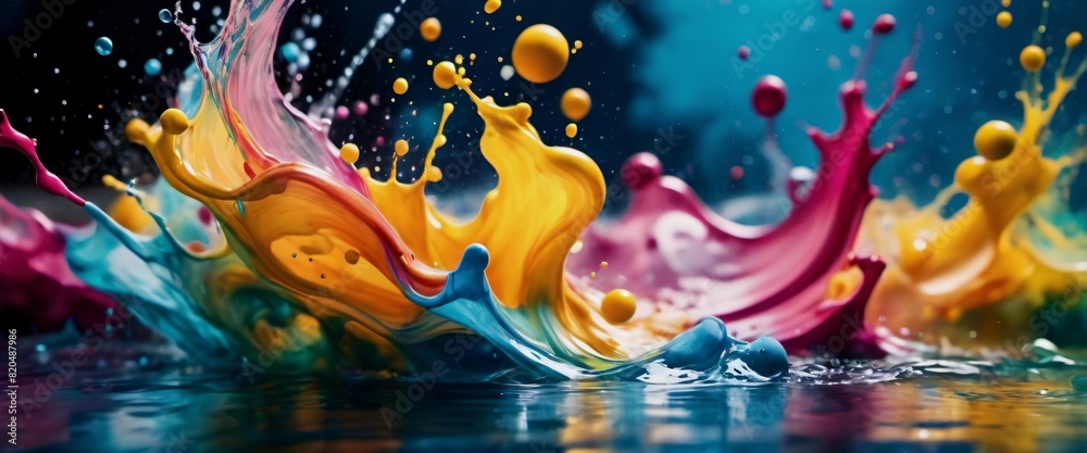 Obraz premium Watercolor Paint Splash Colorful watercolors splashing