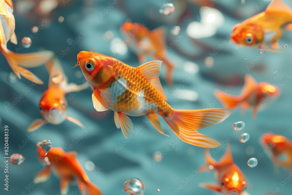 fish swim underwater by generative ai