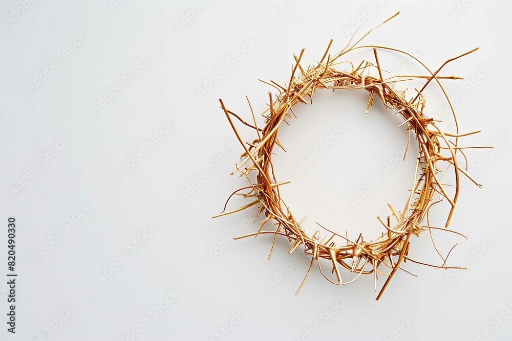 Fototapeta premium golden crown of thorns on white background