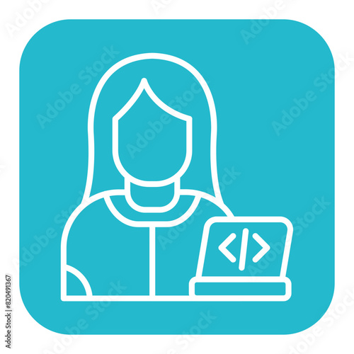 Web Designer Female vector icon. Can be used for Home Based Business iconset.