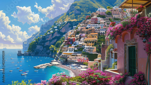 Positano city painting