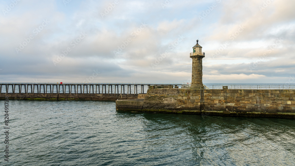 The Whitby Harbour East Lighthouse, England, UK The Whitby Harbour East Lighthouse, England, UK