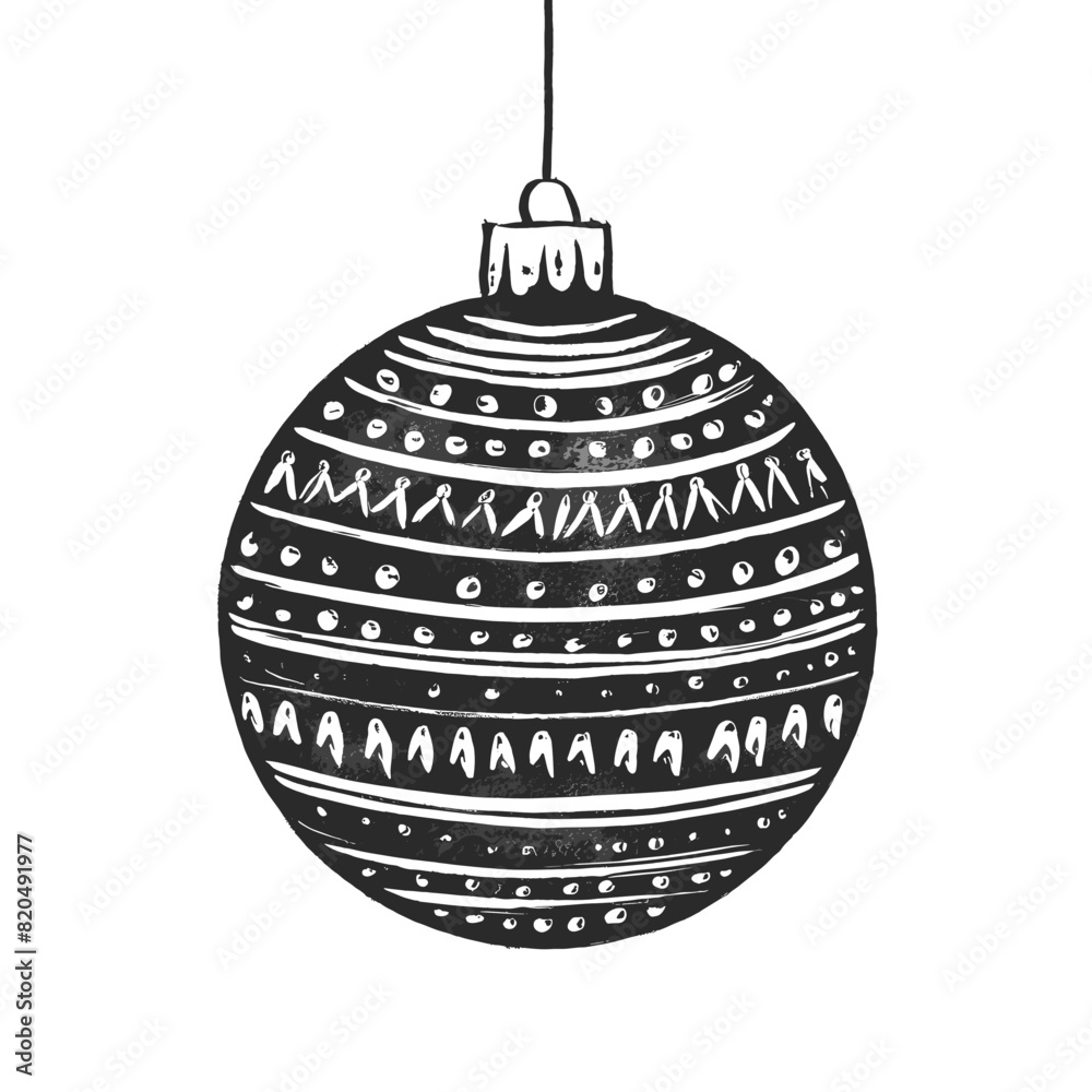 Christmas ornament engraved style ink sketch drawing, black and white vector illustration Christmas ornament engraved style ink sketch drawing, black and white vector illustration