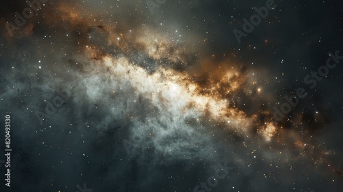 A ghostly apparition of the Milky Way seen through the haze of a planet with a thick, toxic atmosphere, giving the galaxy a haunting appearance  photo
