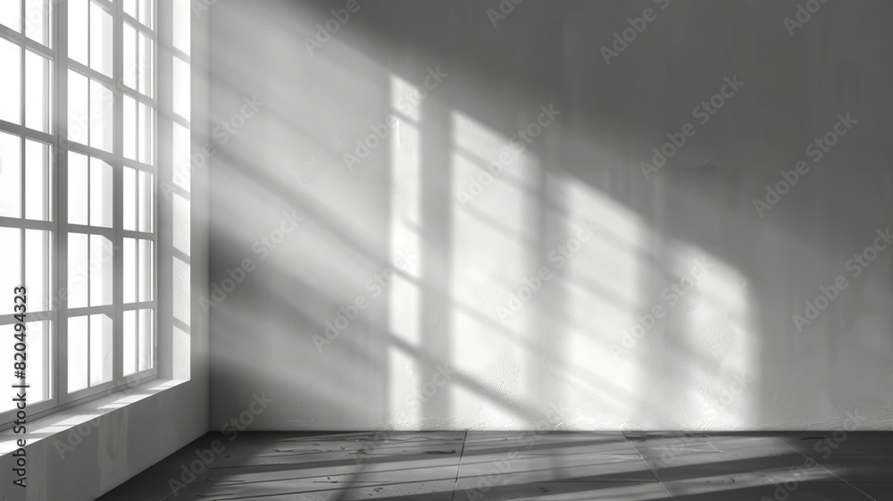 Mockup of transparent shadow overlay effect and natural lighting in room interior