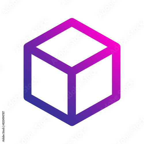 3d cube gradient icon