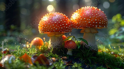 Hyperdetailed Mushrooms and Fungi in a Vaporwave Fractal Realm: A Cinematic photo