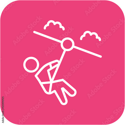 Zip Lining vector icon. Can be used for Adventure iconset.