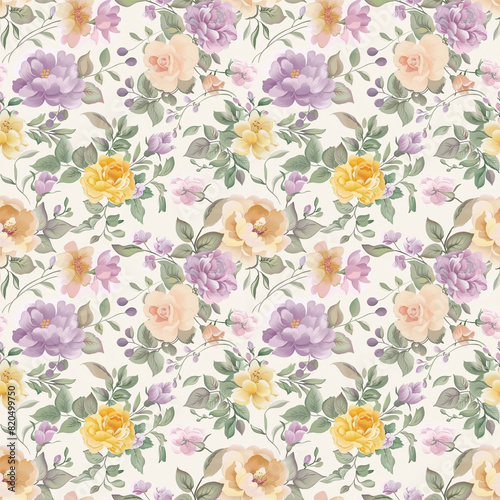 Floral variety color, form natural, seamless fabric pattern.