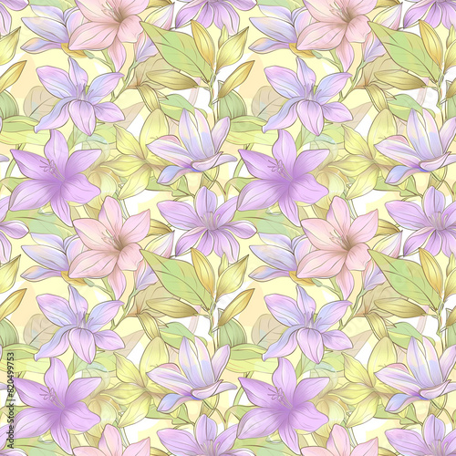 Floral variety color, form natural, seamless fabric pattern.