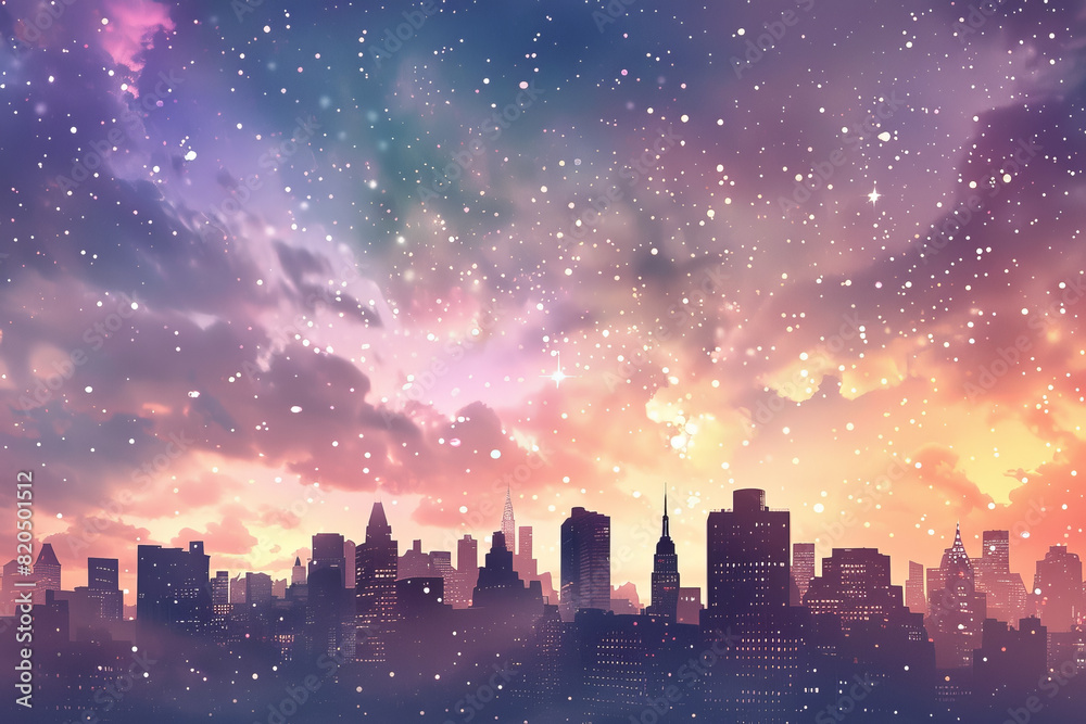 A city skyline with a beautiful sunset in the background A city skyline with a beautiful sunset in the background