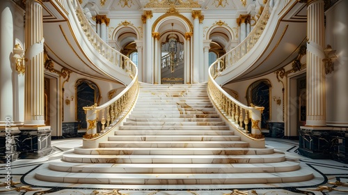 staircase in the building. One stpe at a time. Elegant Staircase in Modern Building. Bright Staircase Leading Upstairs