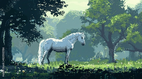 horse background in pixel style  Ai Generated Images