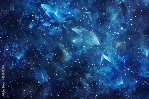 A blue sky with stars and ice crystals