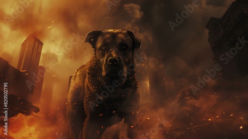 Avant Apocalypse dog, dog in fire photo