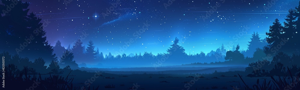 Naklejka premium village view background at night with 2d style, Ai Generated Images