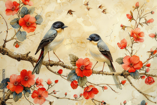 A sparrow on branch. Created with Ai © Digital Canvas