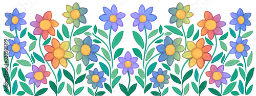 rainbow colors flowers border