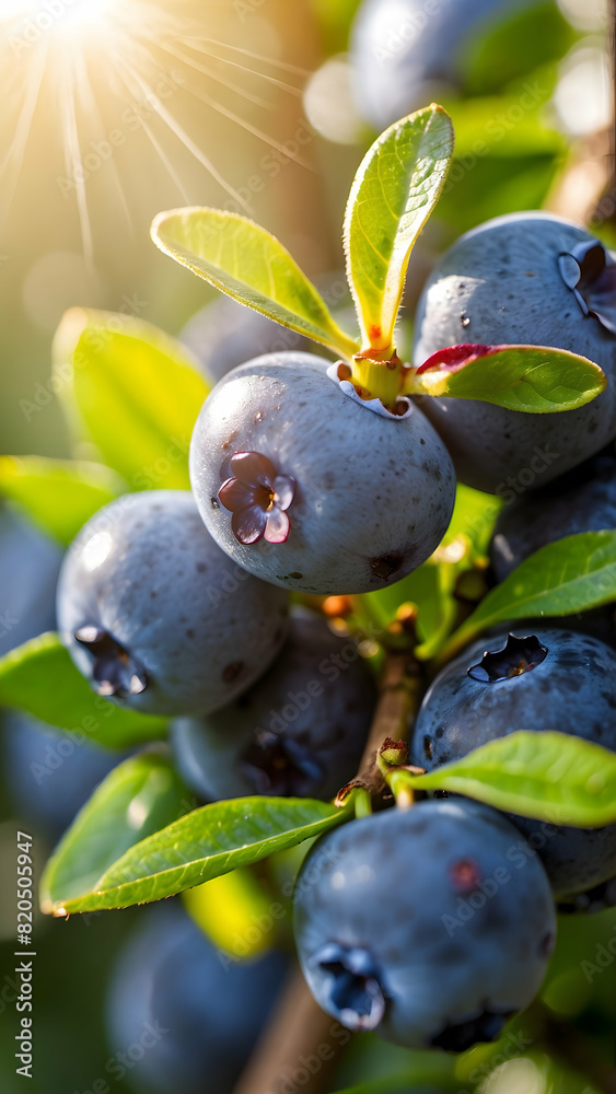 Branch of ripe blueberries with sunlight background Branch of ripe blueberries with sunlight background