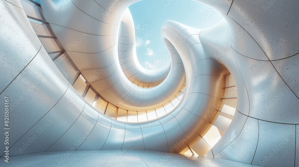 Obraz premium Abstract geometric architecture Asymmetrical 3d rendering Background Generative AI