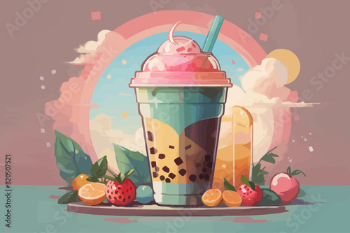 cute illustration logo Bubble tea