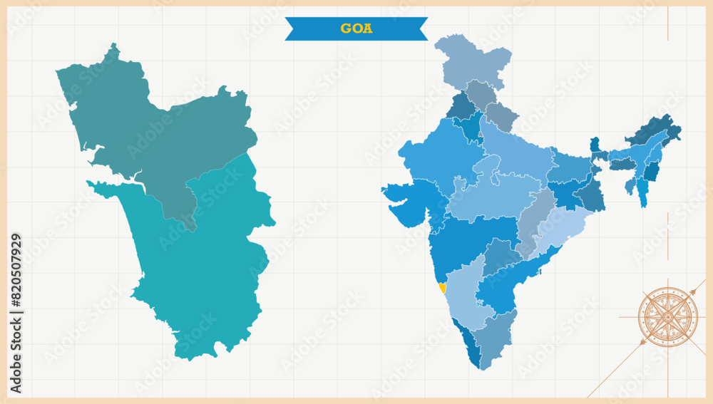 A Map Highlighting Goa In The India Map, Goa And India Modern Map With 