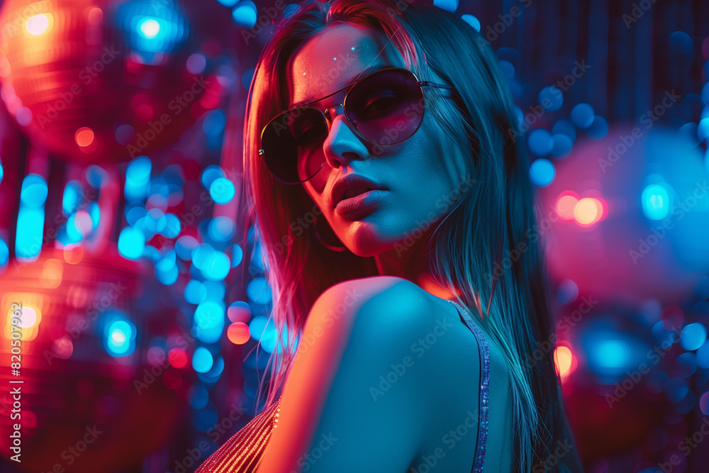 Portrait of young woman with disco ball