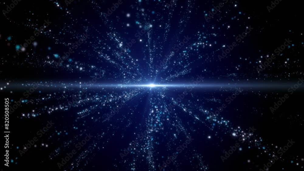 Rotation of blue abstract star in space.