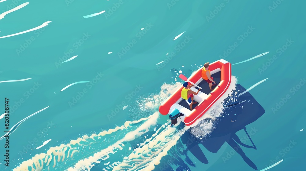 Isometric Water Sport Scene in the Sea 3D Design Illustration