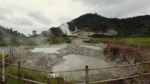 Dieng sikidang crater ; indonesia tourism ; beautiful active crater photo