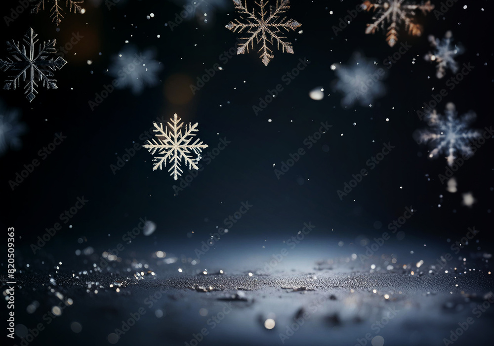 falling snowflakes on dark background falling snowflakes on dark background