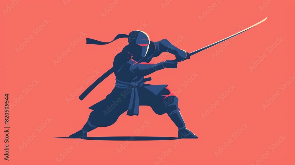 Ninja flat design side view theme shadow warrior animation Complementary Color Scheme Ninja flat design side view theme shadow warrior animation Complementary Color Scheme