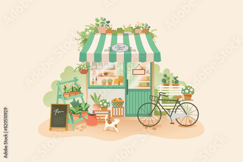 Flower and Plants Shop Vector Illustration