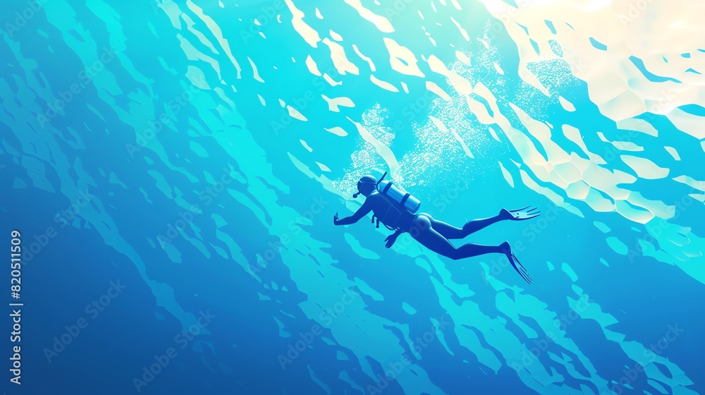 Fototapeta premium Underwater Odyssey An Isometric Diving Experience