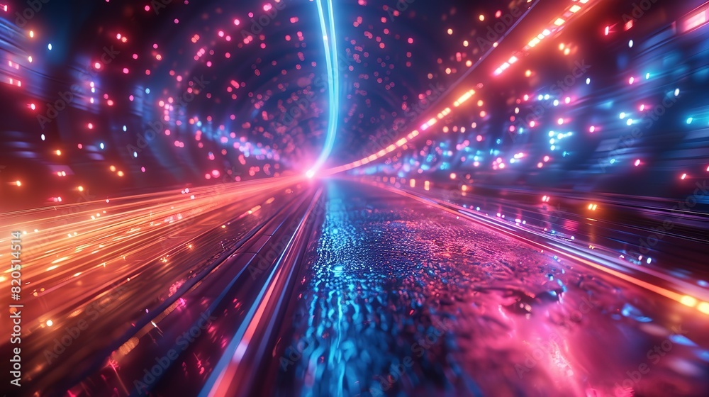 Fototapeta premium Interstellar Hyperdrive: Warp Speed in Blue-Purple Hues