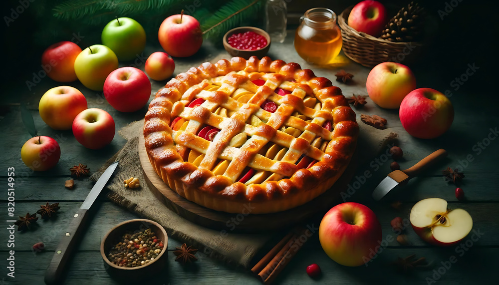 Mouthwatering Apple Pie The background is a forest atmosphere. It makes the image stand out and adds a natural atmosphere. Mouthwatering Apple Pie The background is a forest atmosphere. It makes the image stand out and adds a natural atmosphere.