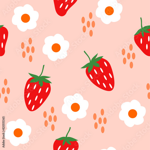 Strawberry seamless patterrn cute strawberry background