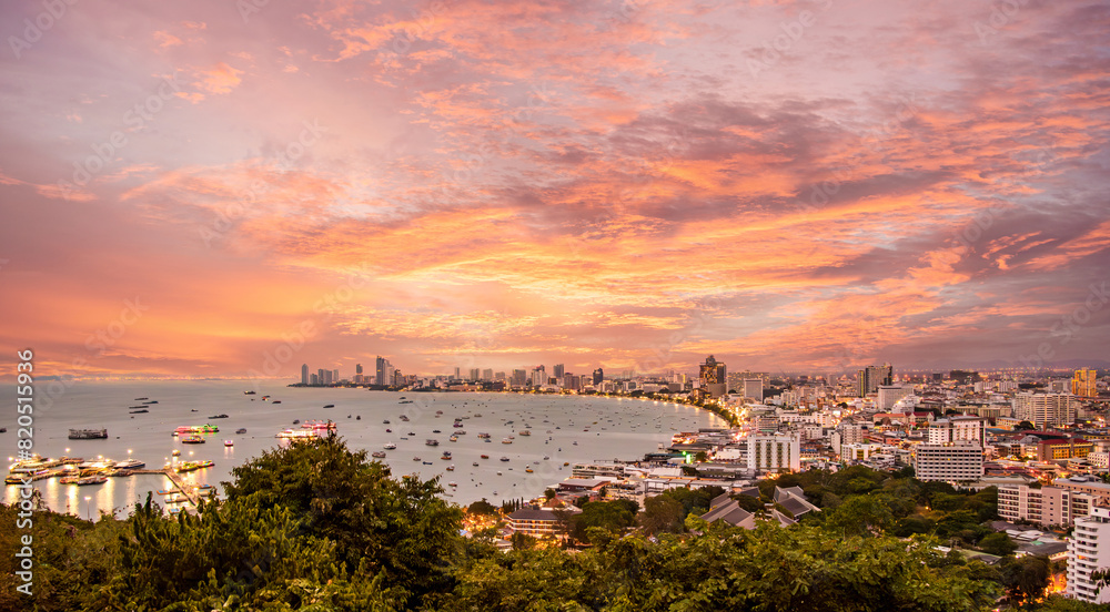  Viewpoint Pattaya Beach in Pattaya city Chonburi,Thailand, Transport Bus stop for tourists