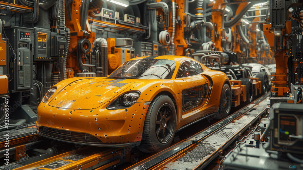 car production line in an assembly line,generative ai