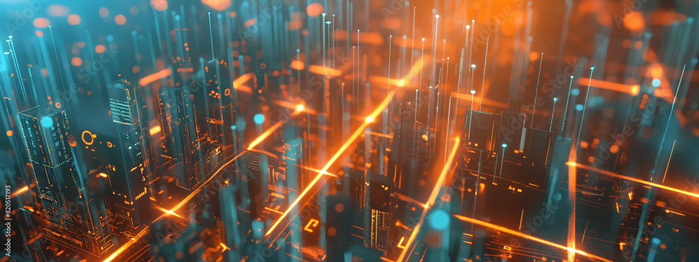 Smart city and abstract dot point connect with line and aesthetic Intricate wave line design, Big data connection technology concept .
Smart city and abstract dot point connect with line and aesthetic Intricate wave line design, Big data connection technology concept .