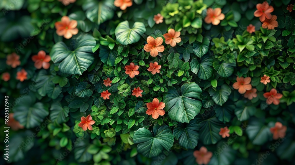 Obraz premium Botanical background with lush green foliage