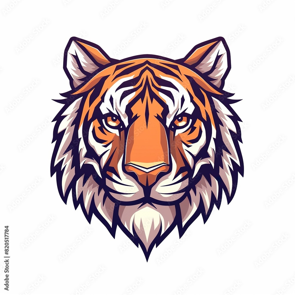 a tiger's head with pointy ears and an orange nose on a isolated background a tiger's head with pointy ears and an orange nose on a isolated background
